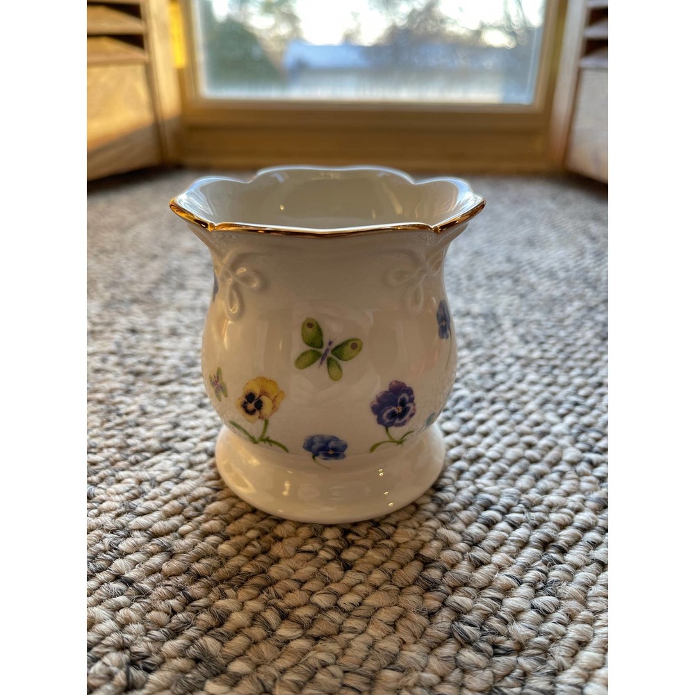 Vintage Lenox Floral Butterfly Mini Vases Bone China Set of Two No Chips/Cracks‎